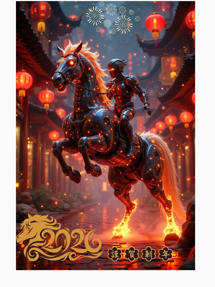 Cyberpunk Fire Horse 2026 – Futuristic Chinese New Year Zodiac Art by fantasy.world