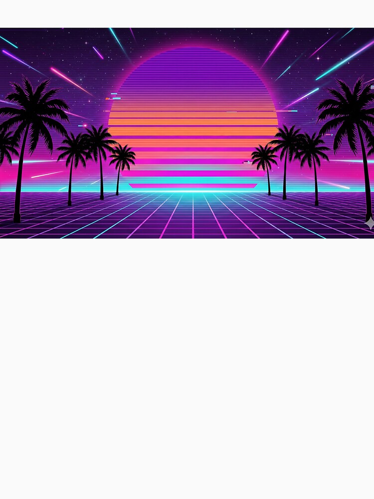 Retro 80s Synthwave Sunset & Neon Palm Trees by PixelPasha