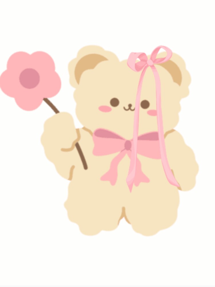 Cute Teddy Bear Pink Floral by Blush and Bloom