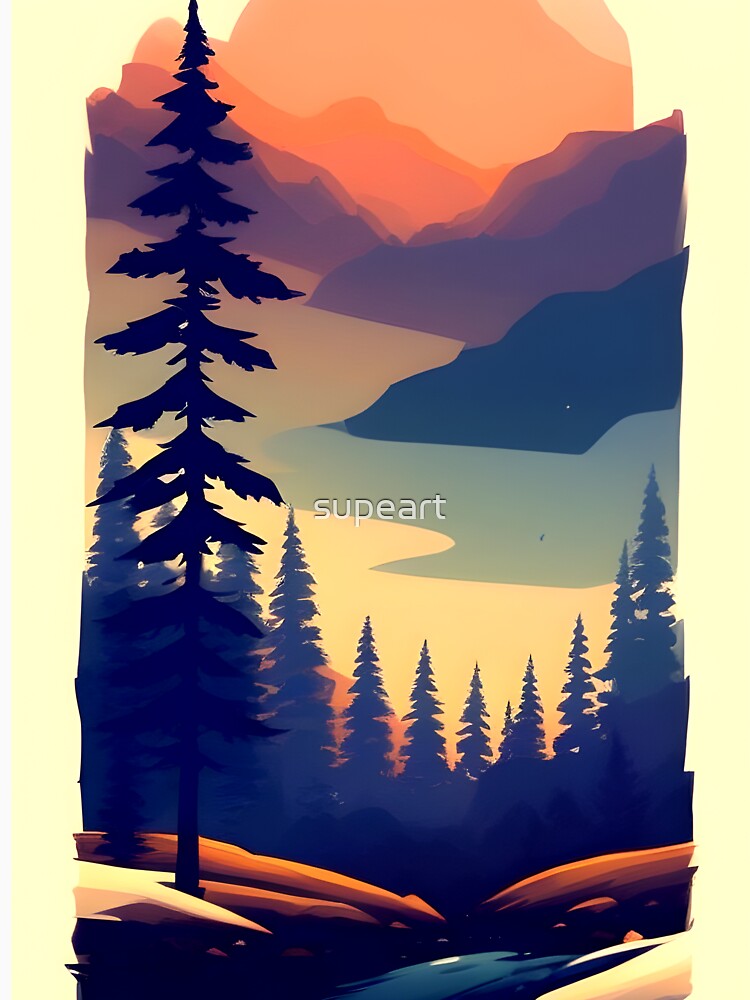 Enhance Your Home with Our Beautiful Collection of Minimalist Tree and Mountain View Prints by supeart