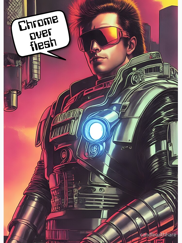 Chrome Over Flesh - 80s style retro future by candlewithhare