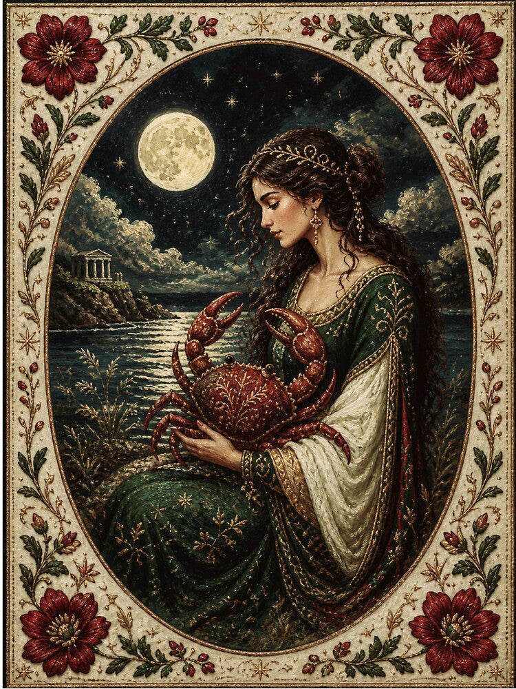 Moonlit Guardian, Feminine Strength & Emotional Depth (Medieval Fantasy Art Print) by doinitzart