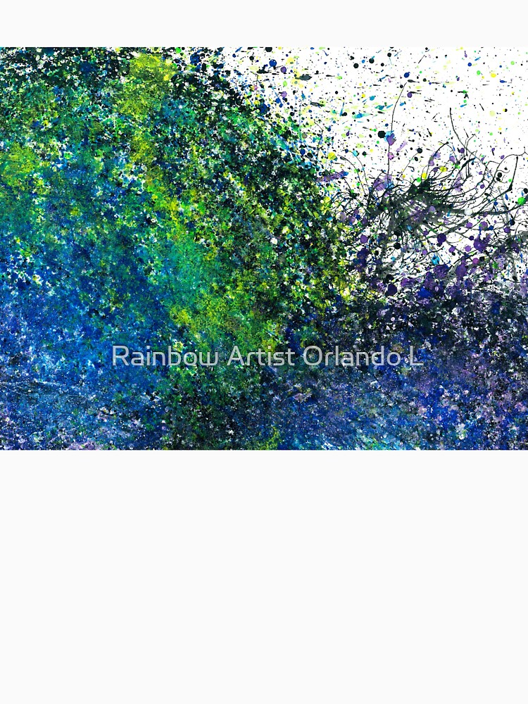 Our Earth Is Always Breathing #533 Original Hand-painted Abstract Painting Detail 1 In Blue Green Purple Earth Tones Inspired By Gaia Mother Nature Spring Summer Rainforest Aquatic Plants Boho Pattern by Rainbow Artist Orlando L