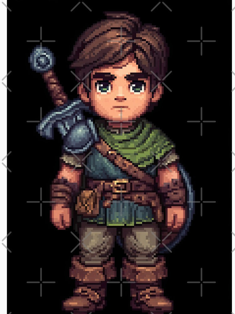 Pixelated Hero Fighting Through Dark Lands by Piotrek0001