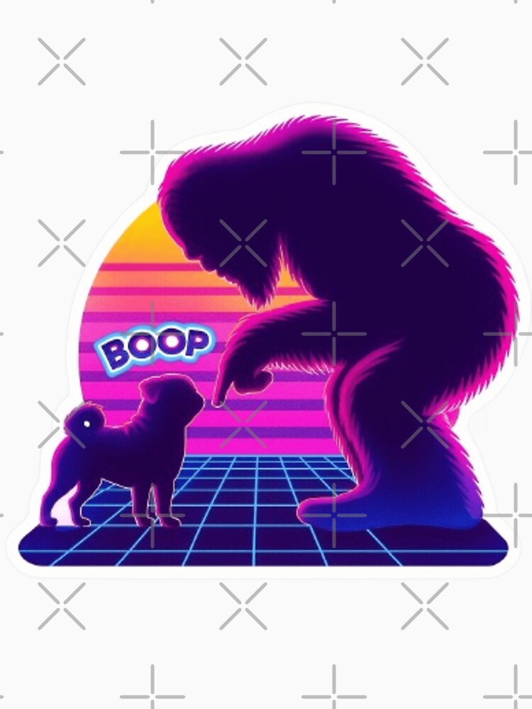 Synthwave Bigfoot and Pug Boop – Retro Neon by THISPUGVIBE