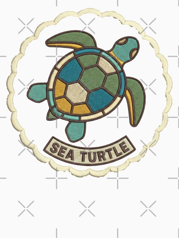 Faux Embroidery Sea Turtle Patch Design by zoughlal