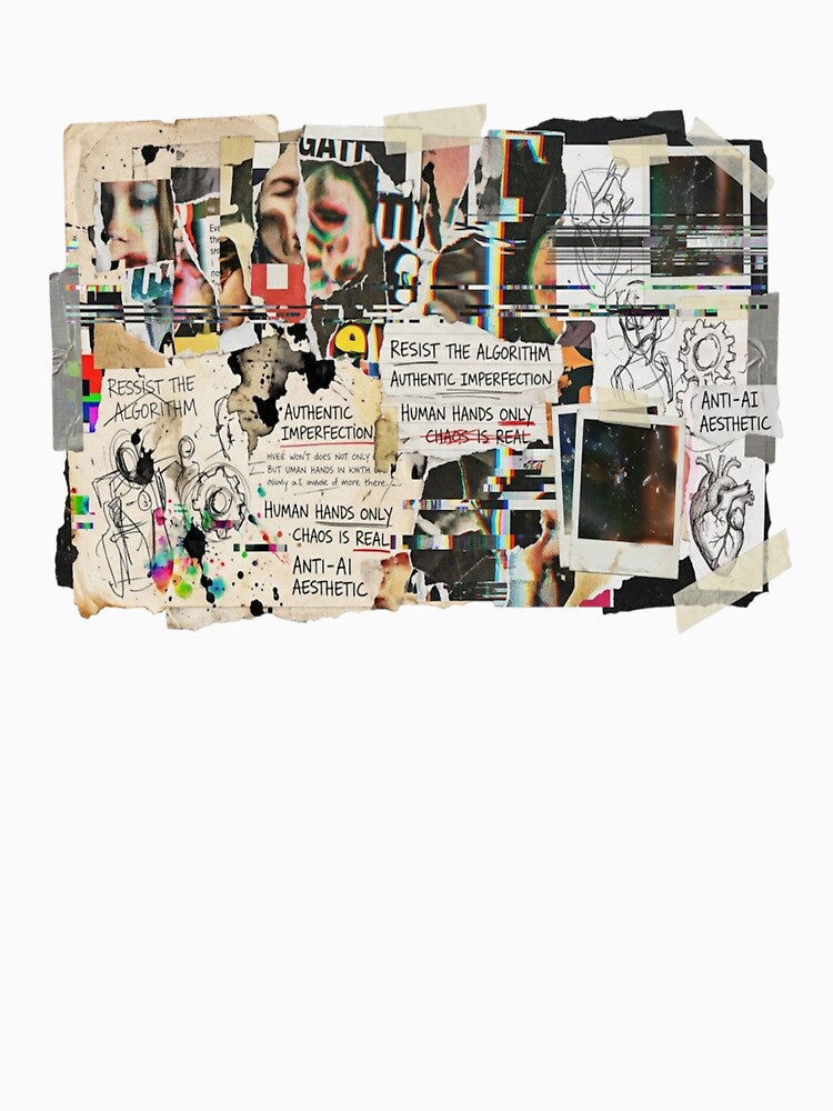 Anti AI Handmade Collage Art | Human Made Glitch Aesthetic Zine Style Design by Horizon Prime