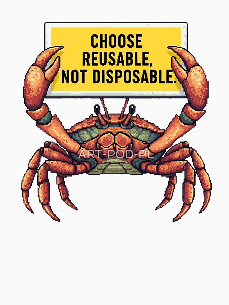 Beach Guardian Crab: Choose Reusable, Protect Our Coasts! by ART-POD-PL