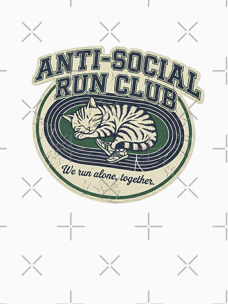 Anti-Social Run Club Cat | Vintage Retro Introvert Sleeping Tabby by rockyRG