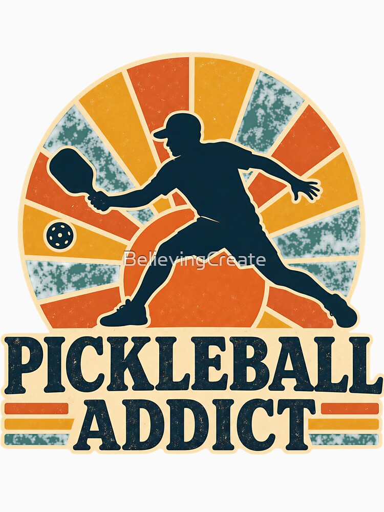 Funny Pickleball Quote - pickleball addict - Retro Vintage Pickleball Art by BelievingCreate