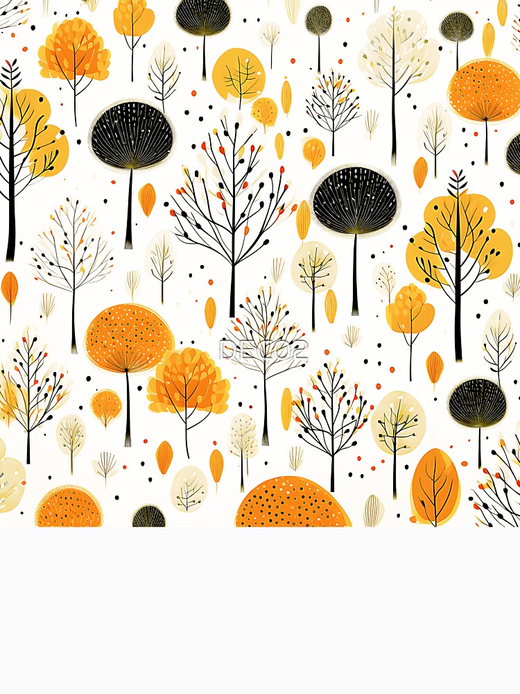 Boho-Style Golden-Orange And Mustard Leaves Abstract by DEC02