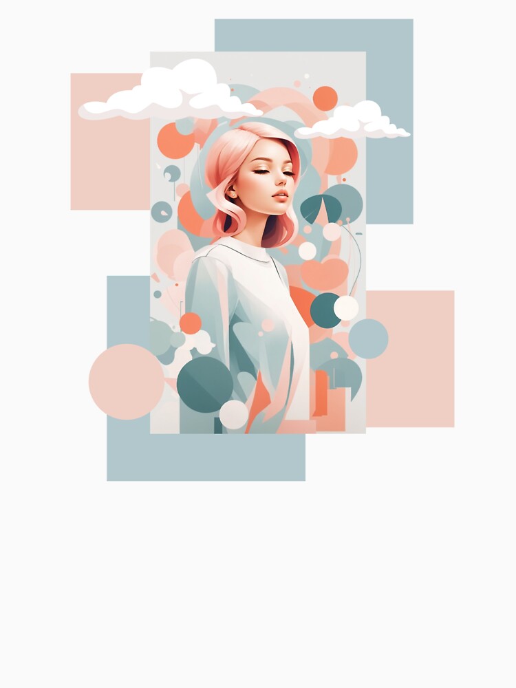 A beautiful woman with pink hair stands calmly with her eyes closed by Piano-pn