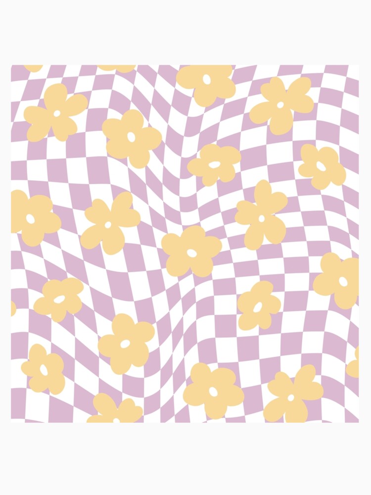 Psychedelic warped pastel checkerboard with flowers Chiffon Top by strawberryds