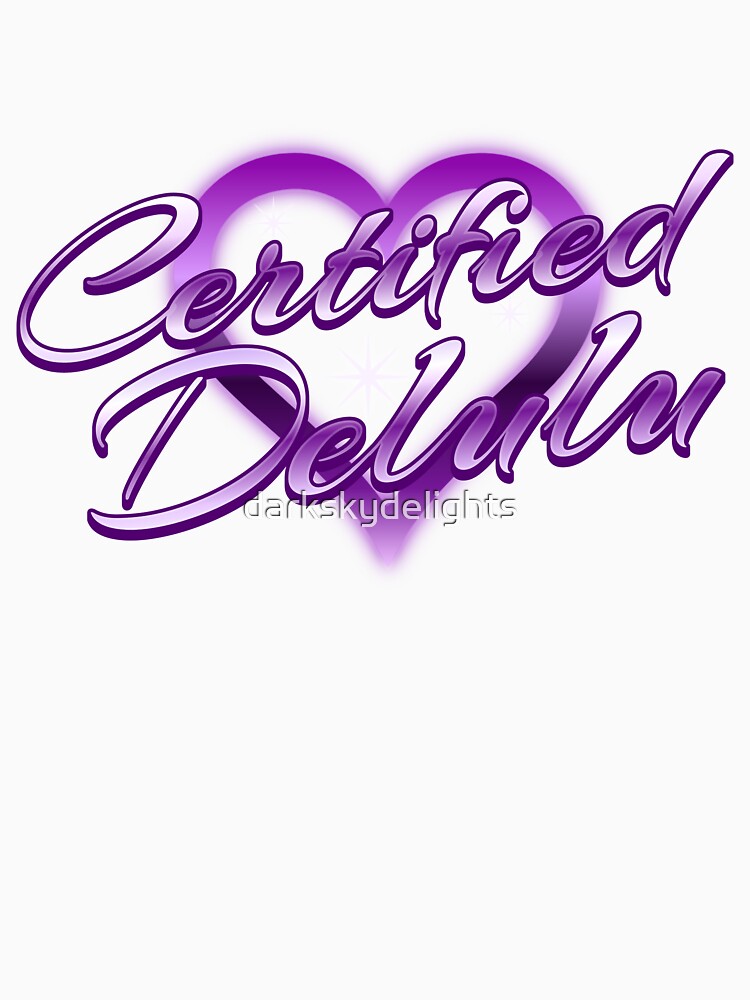 Certified Delulu Is the Solulu Gen Z Aesthetic Funny Purple Heart TikTok Y2K Meme Quote by darkskydelights