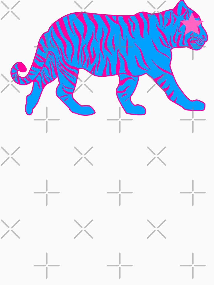 preppy pink and blue tiger with pink star by SUUSCK ★