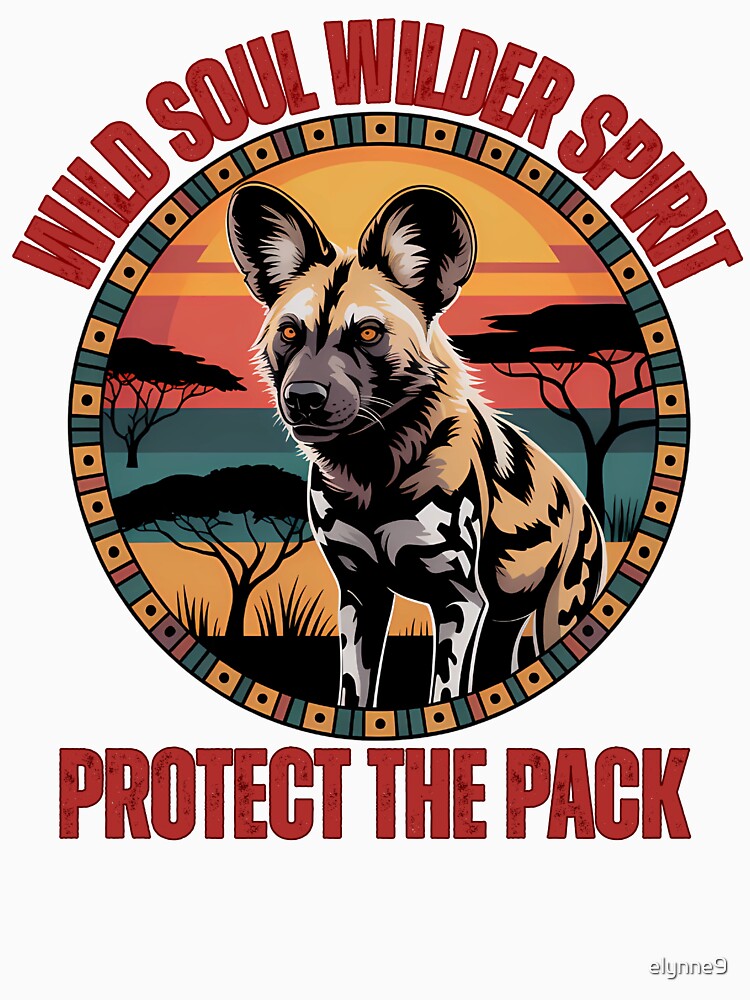 Protect the Pack: African Wild Dog Sunset Conservation Art by elynne9