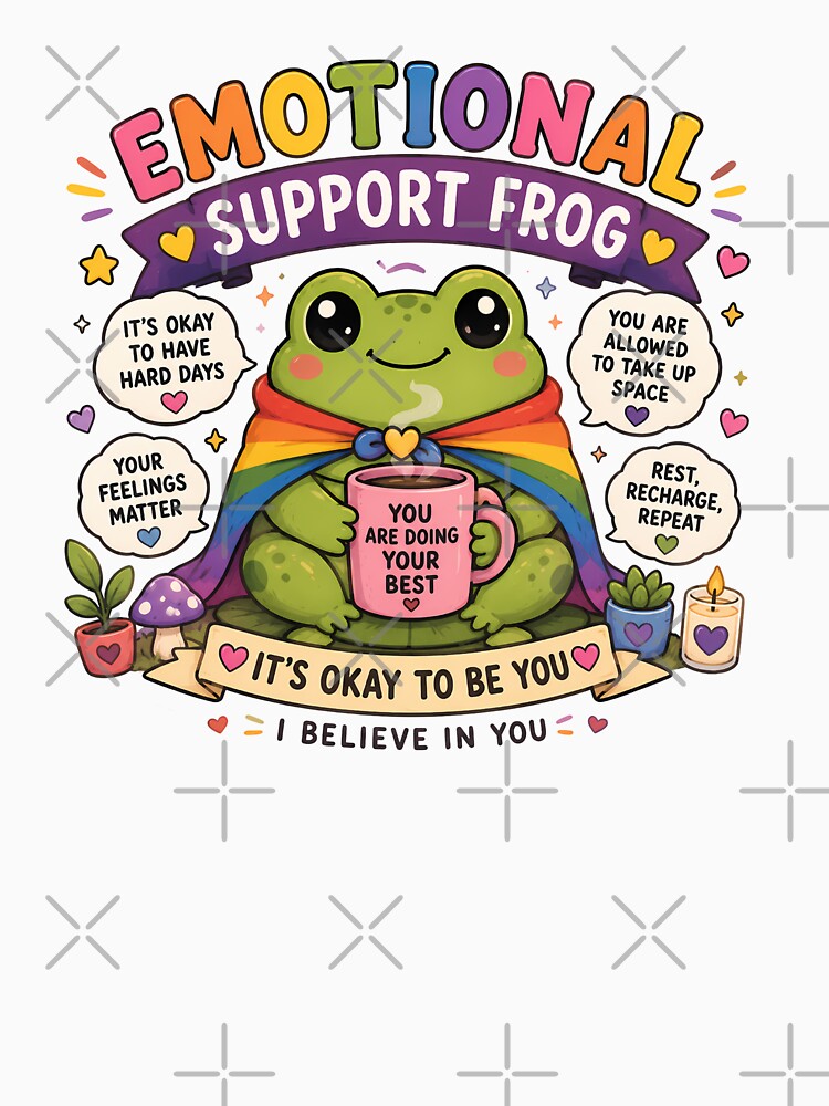 Emotional Support Frog | Pride Creatures Collection | LGBTQ Mascots | Emotional Support Animals | Cute Queer Stickers by VectorJoy