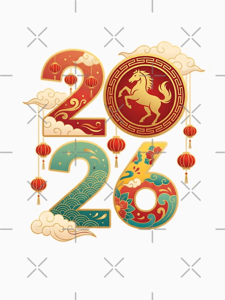 2026 Chinese New Year, Year of the Horse Zodiac Celebration Gift, Colorful Lantern Asian Festival Graphic Tee by saloui