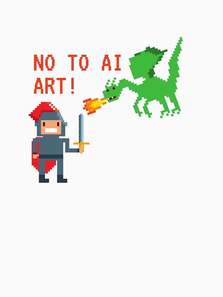No To AI Art 8 Bit Dragon Knight by GSquaredDesigns