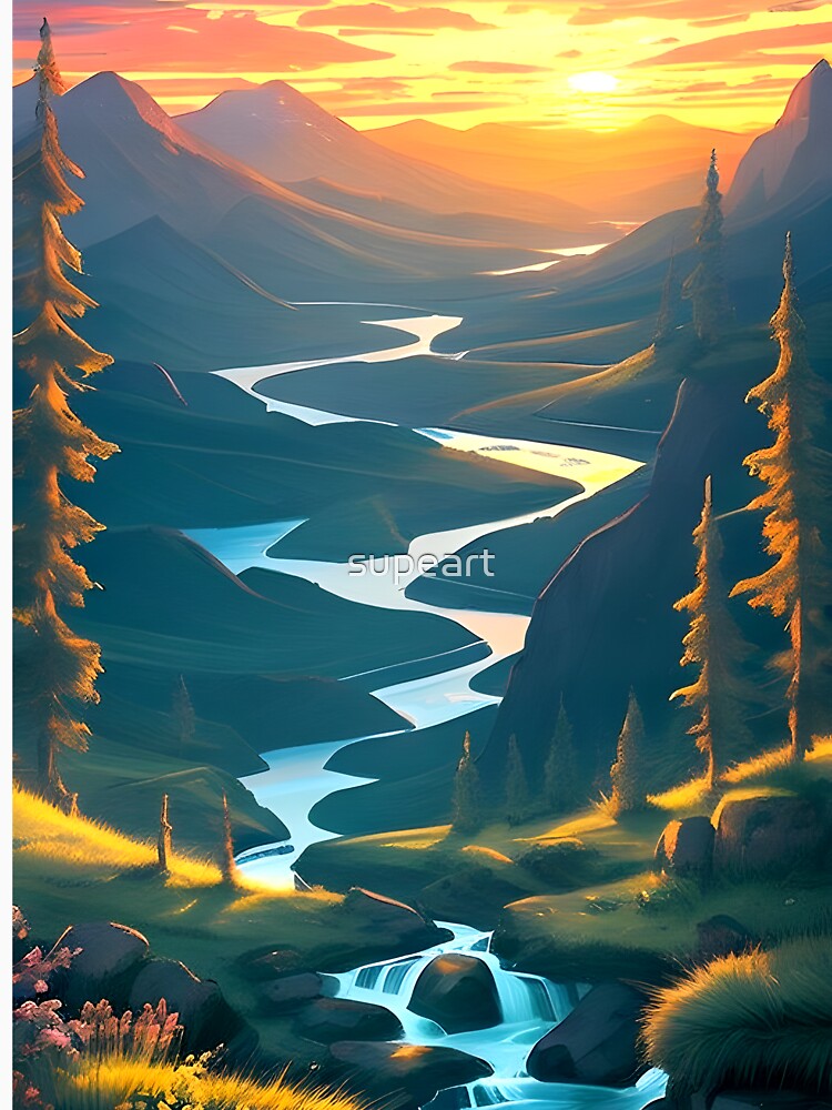 Minimalistic River Valley Poster by supeart