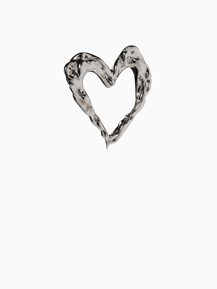 Y2K, Liquid Melting Chrome Heart by Soli14e