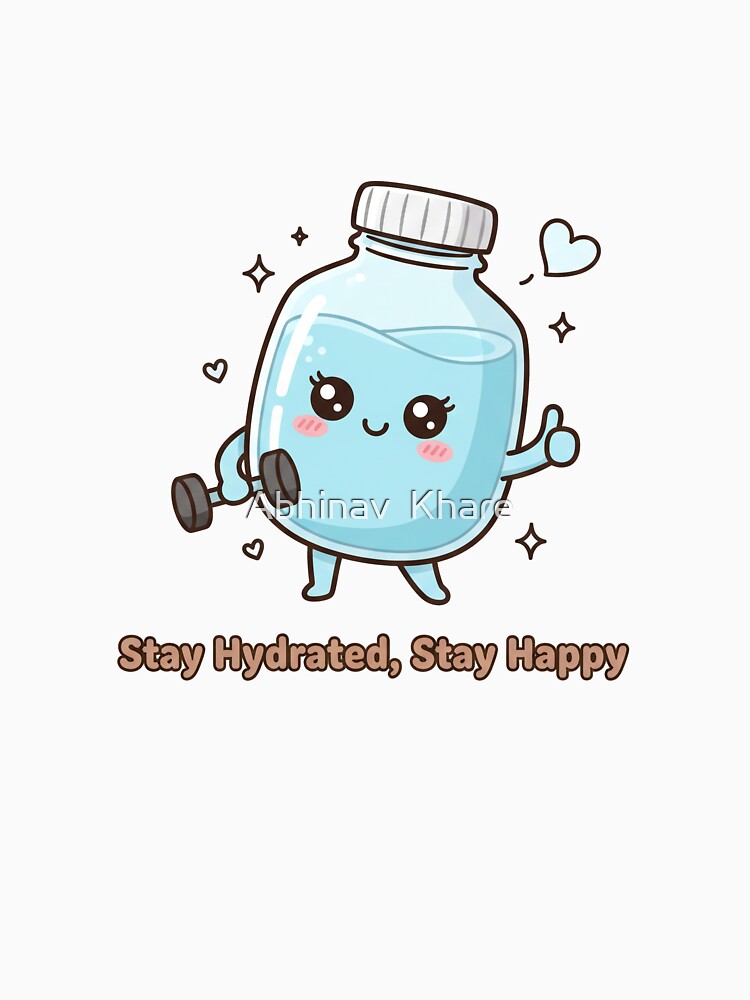 Emotional Support Water Bottle | Stay Hydrated Stay Happy Kawaii by Abhinav  Khare