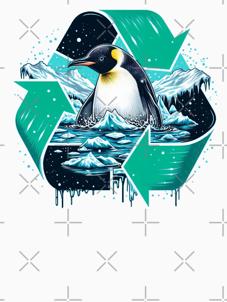 Galapagos Penguin Recycle Design — Ocean Conservation Wildlife Art, Climate Change Endangered Animal by BeaverFriends
