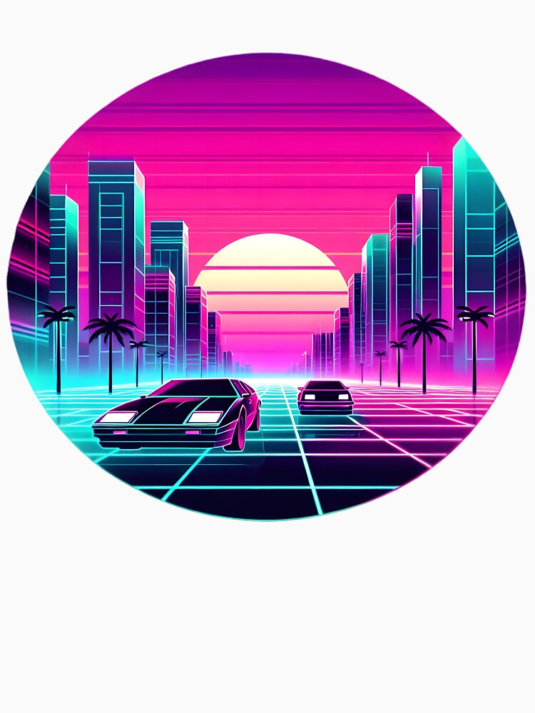 Retro Futuristic Neon City Drive by IllumeInk