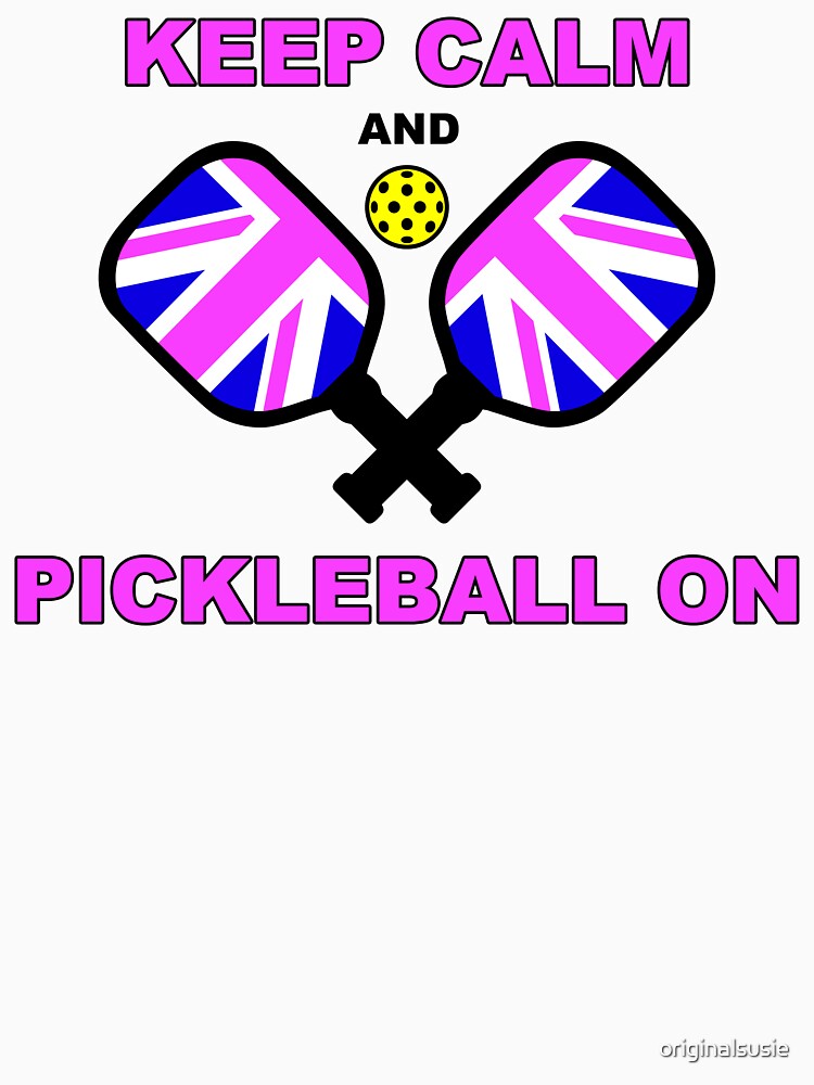 KEEP CALM and PICKLEBALL ON - UK pickleball - Union Jack Pickleball - British pickleball – PINK pickleball GIFT by originalsusie