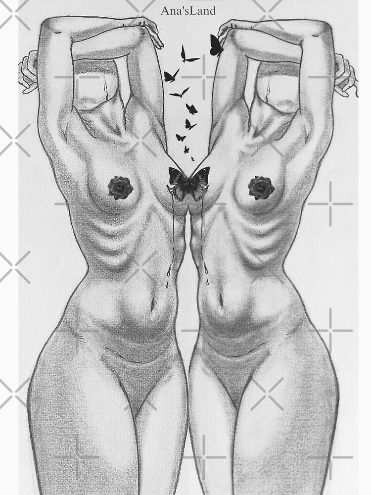 Feminine Duality - Elegant Female Anatomy Fine Art Illustration | Traditional & Mixed Media Woman Art by Ana'sLand