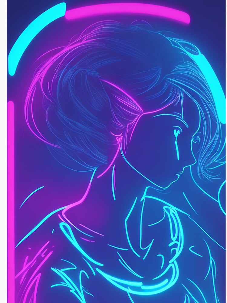 Girl Fairy Dark Blue Neon Light by Yellowriversss