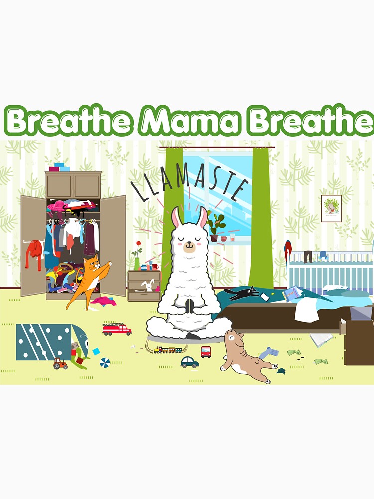 Funny Breathe Mama Breathe Shirt Llamaste Mom Tee Motherhood Humor Gift for Stressed Moms Chaotic Parenting Graphic by E20STUDIO