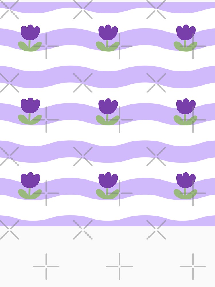 Cute Purple Tulip Floral Wavy Stripes Soft Pastel Seamless Pattern by Art IN Pack