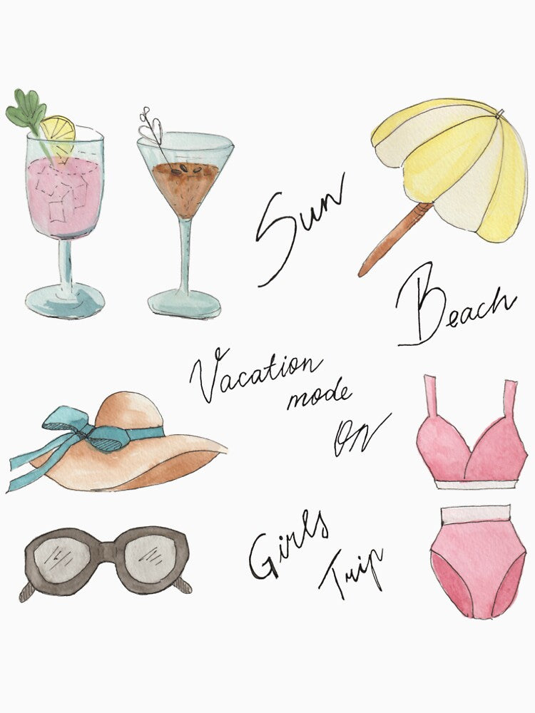 Holiday - Beach Watercolour Illustration by LLilyArt