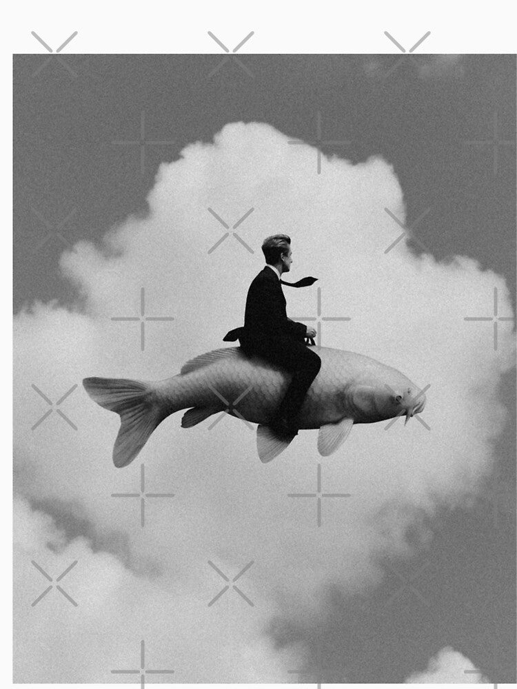 Riding the Impossible | Surreal Dream Collage Art | Black & White Fantasy by Grind107