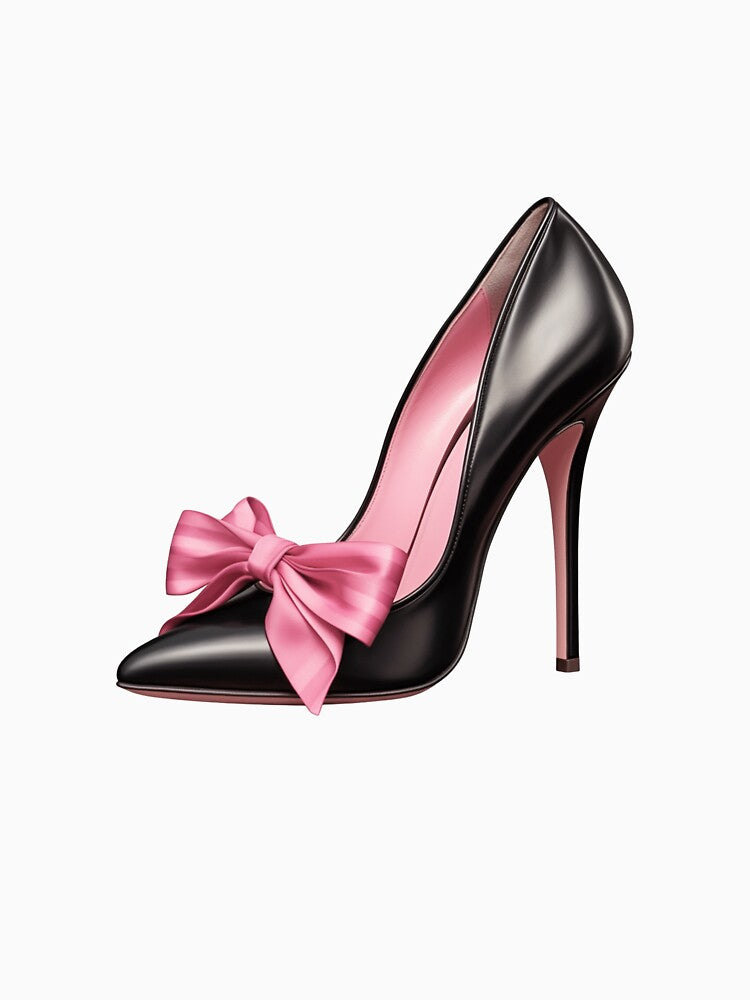 Coquette Pink Bow High Heel Cute Girly Feminine Fashion by sunnivamla