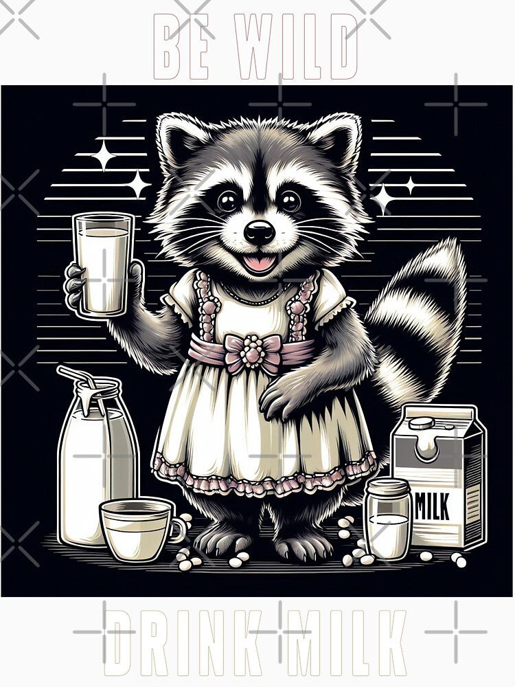 Feeling feral girl Raccoon drink milk by ElenaHrubes