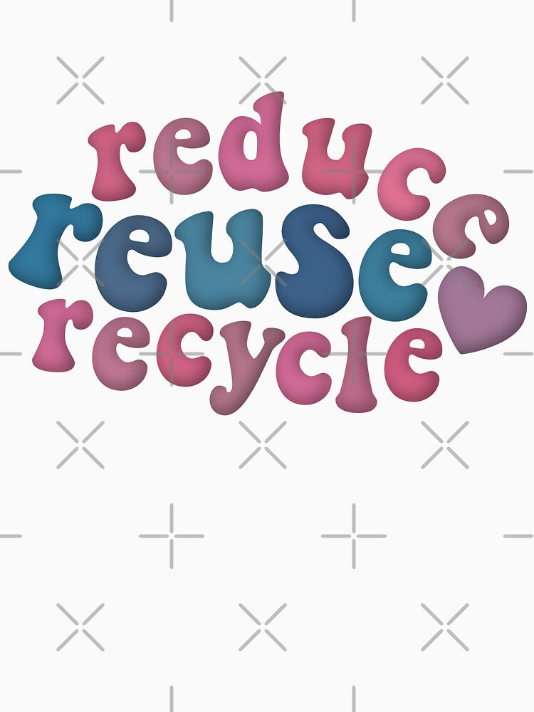 Reduce Reuse Recycle Pink Blue Retro Environmental Advocacy by cashewdays