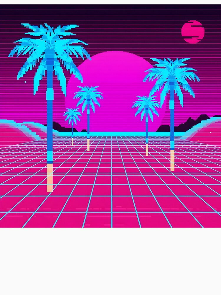 Holographic Palm Desert Mirage Synthwave by ThePixelArchive