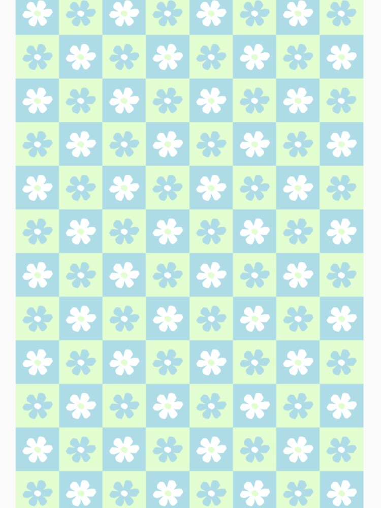 Danish Pastel Aesthetic Checkerboard Flower Design Phone Case in Sage Green and Teal by shopY2K
