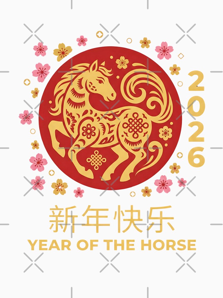 Lunar New Year Tee – 2026 Chinese Zodiac Horse Shirt, Festive Blossom Celebration Gift Graphic Tee by saloui