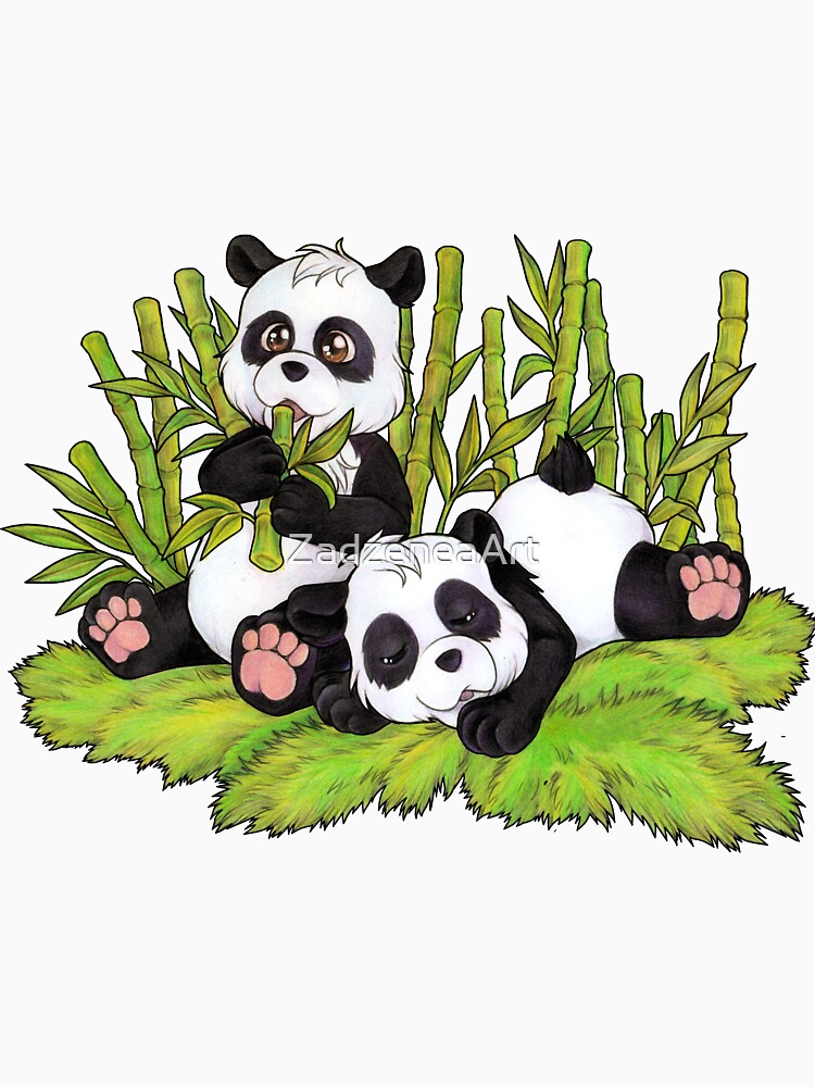 Cute pandas in the bamboo forest by ZadzeneaArt