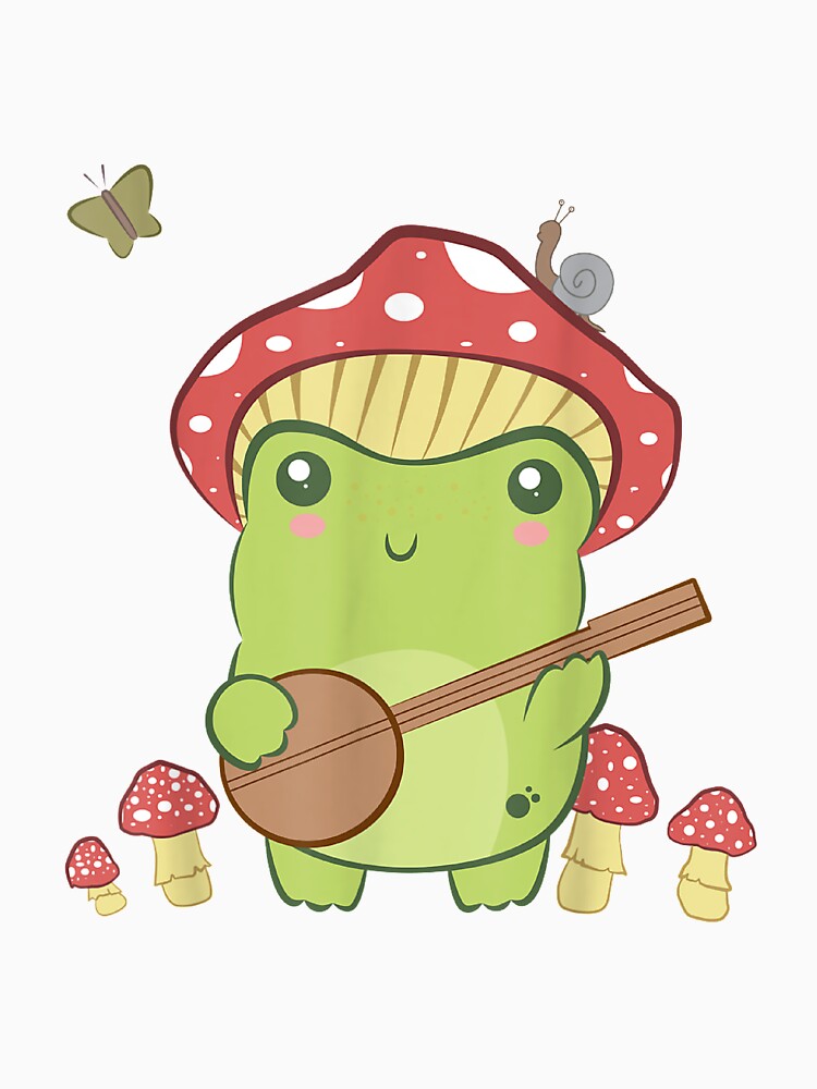 Cottagecore Aesthetic Frog Playing Mushroom by DonVTV