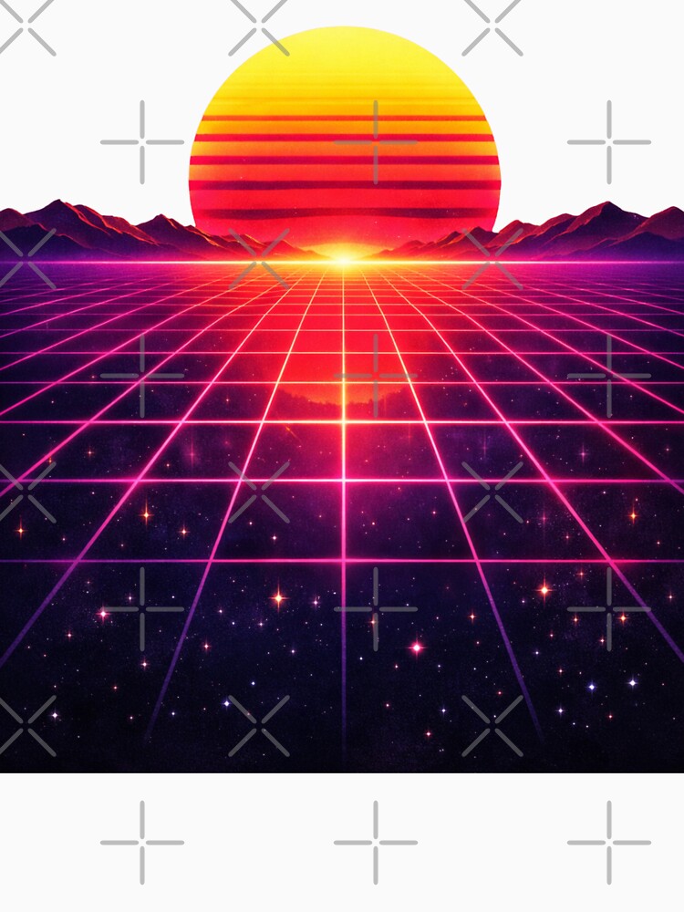 Retro 80s Sunset Grid Aesthetic – Vaporwave Synthwave Horizon by Joyfulfabric