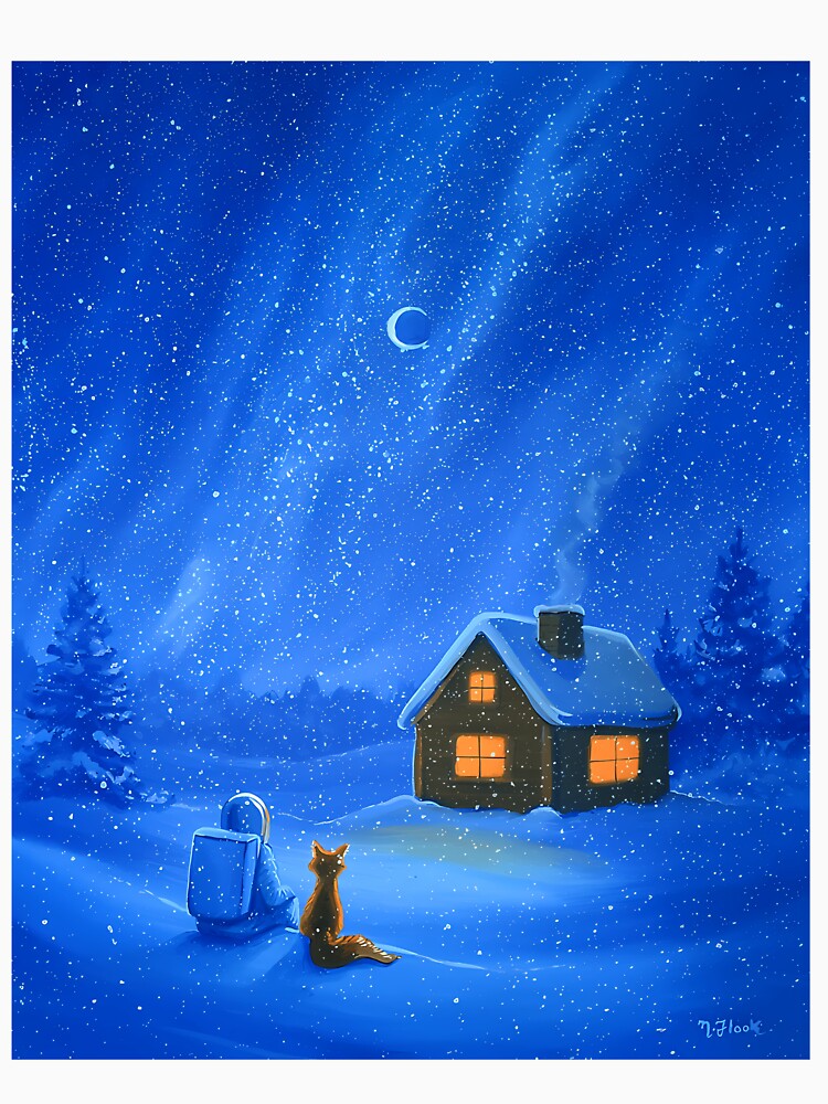 Surreal Winter Cabin Dreamcore Art by cxjrusdkc4
