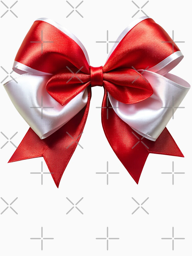 coquette aesthetic red and white satin bow by DuskTillDown