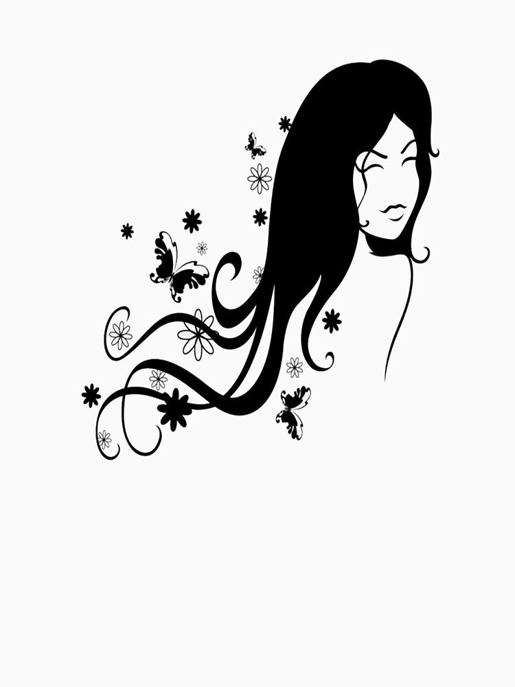 Women's shirt printed with a picture of a girl with long hair by Anoirshop ⭐⭐⭐⭐⭐