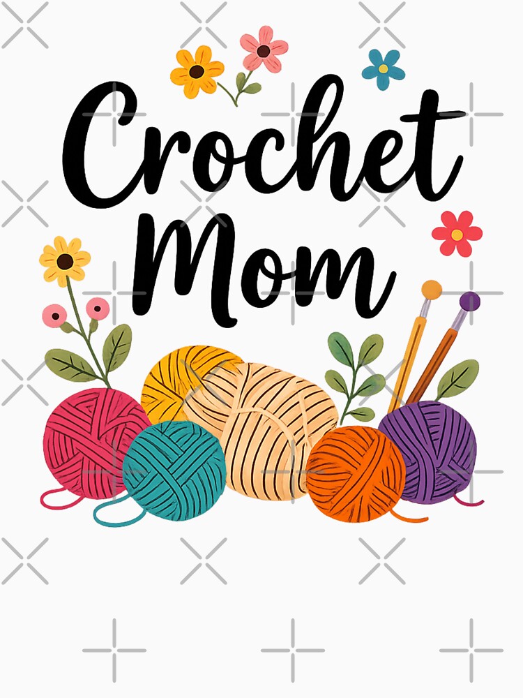 Crochet Mom colorful yarn art with floral accents by LuloCreative