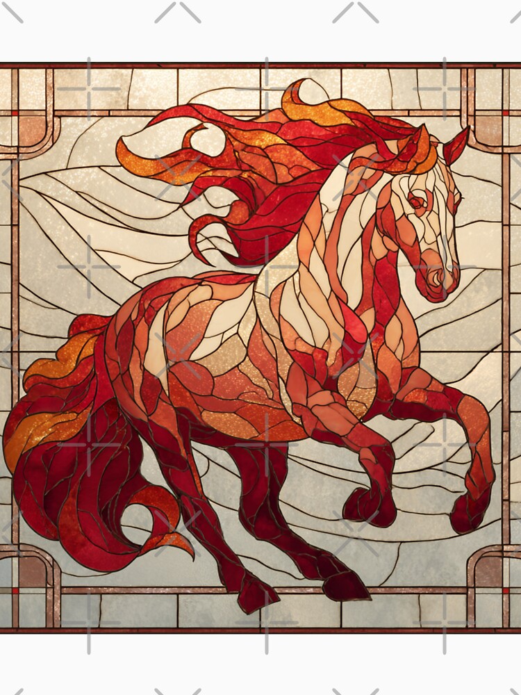 Stained Glass Inspired Lunar 2026 Red Fire Horse by GrinGalore
