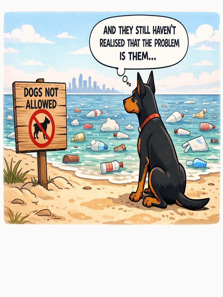 The Problem Is Us – Environmental Awareness Dog Illustration Art by YogaCreations